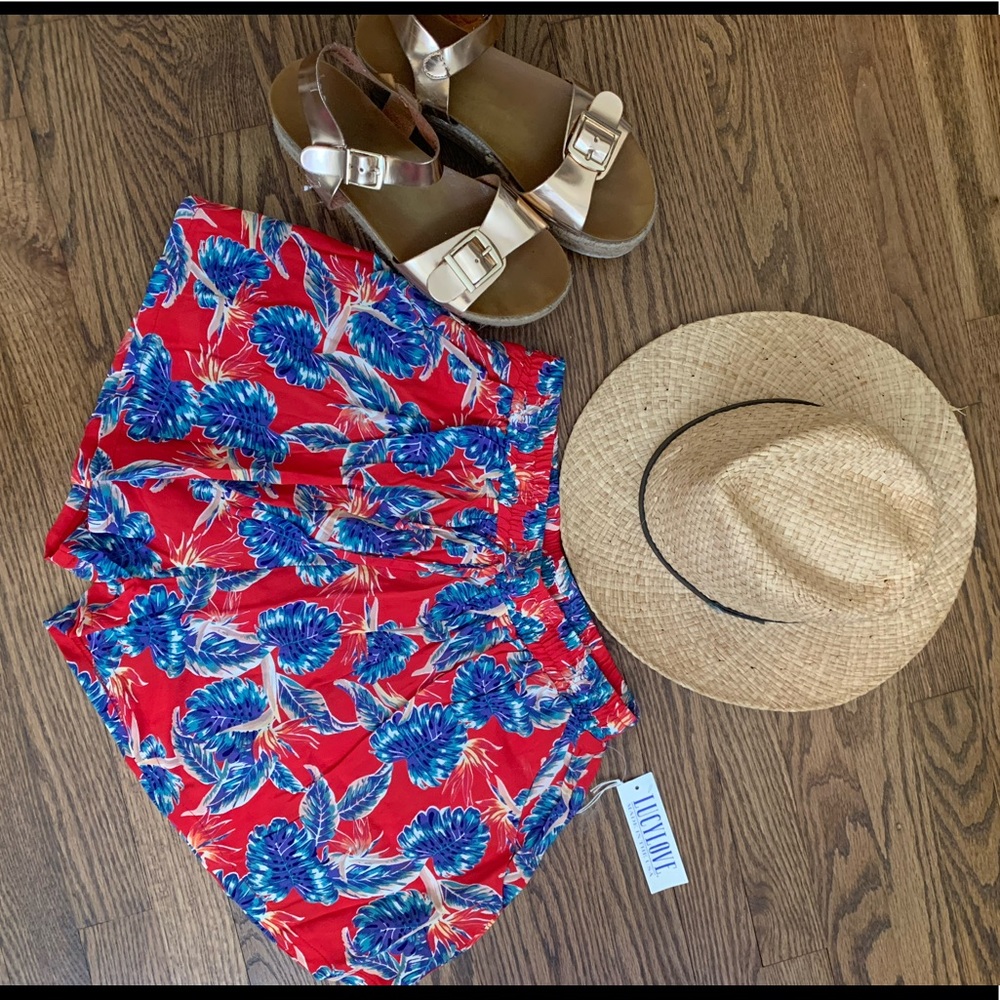 Lucy Love Red Tropical Shorts